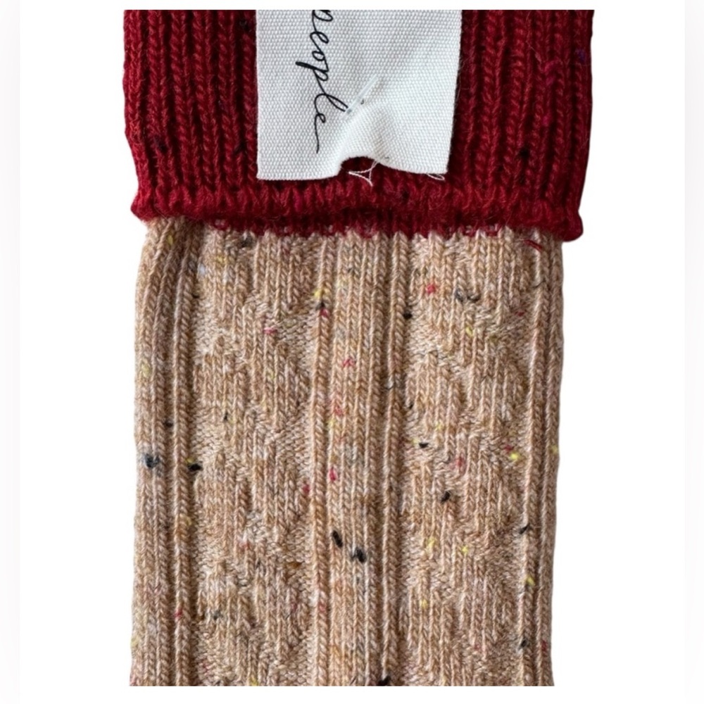 Free People Color Block Cable Ankle Socks. NWT. Toasted red - Picture 2 of 4